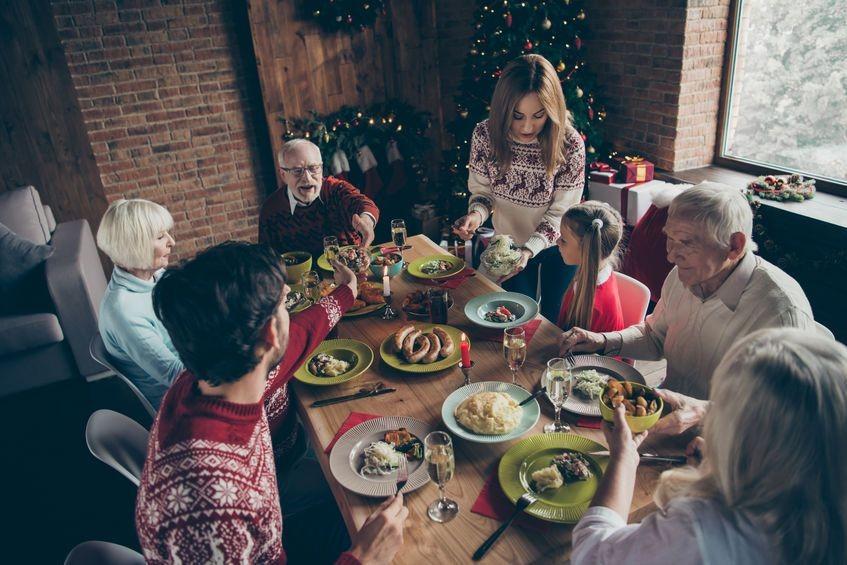 family holiday meal with elderly parent