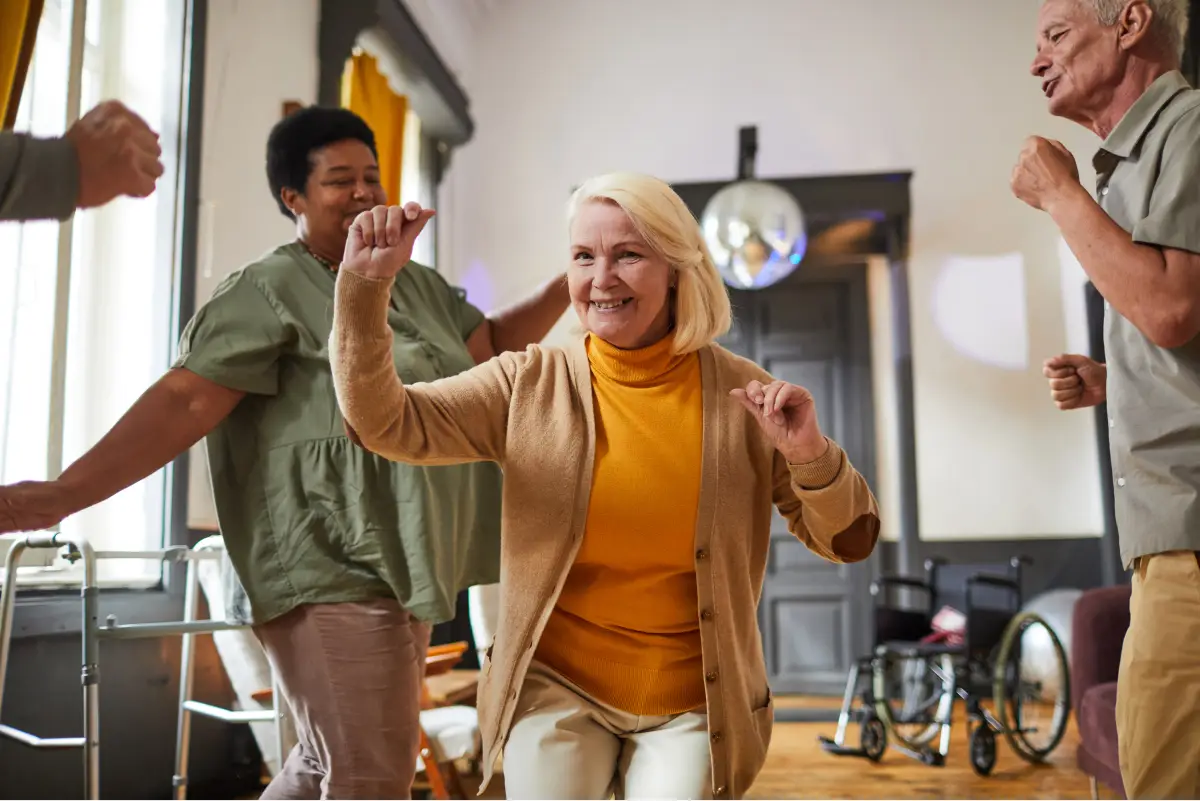 a woman and a man dancing